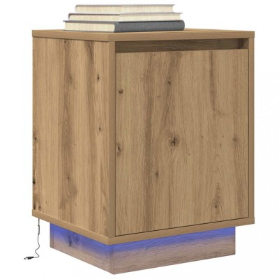Gossi noptiera cu lumini led stejar artisan 38x34x50 cm foto