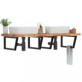 vidaXL Raft pentru lavoar montat pe perete, oțel și lemn masiv acacia 3302947