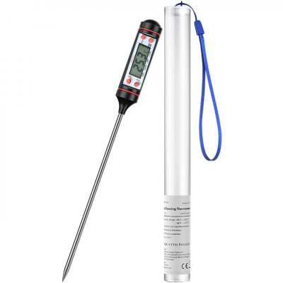 Termometru digital pentru gatit, Otel inoxidabil, Ecran LCD, -50 - 300 &amp;deg;C, Negru/Argintiu foto