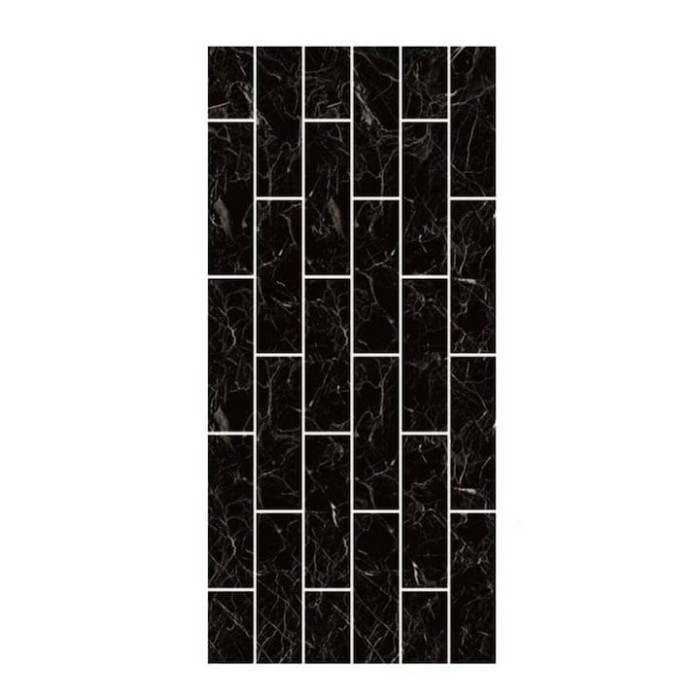Set 5 placi tapet autoadeziv, din spuma, lavabil, dimensiuni 30x60cm, model marmura, negru