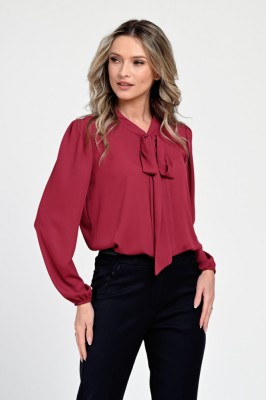 Bluza Dama, Rosu burgundy, Eleganta, cu Funda V306 - L foto