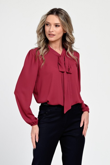 Bluza Dama, Rosu burgundy, Eleganta, cu Funda V306 - L