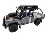 Macheta Land Rover Defender gri off road 1:24 replica metal lumini si sunete usi capota deschise