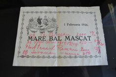 invitatie bal mascat 1936 Suceava Societatea Infratirea foto