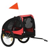PawHut Remorcă pentru c&acirc;ini, remorcă pliabilă pentru biciclete, rezistentă la apă, textil Oxford, metal, 140 x 71 x 83 cm, Roșu | Aosom Romania