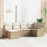 VidaXL Set de canapele pentru grădină 6 pcs Bej Rattan poli 3346791