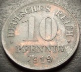 Cumpara ieftin Moneda istorica 10 PFENNIG - GERMANIA / IMPERIUL GERMAN, anul 1919 *cod 4392, Europa, Zinc