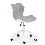 Scaun birou copii HM Matrix 3, stofa piele ecologica, inaltime reglabila, rotire 360 , roti pivotante, 100 kg, gri alb
