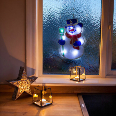 Decor ferestre PVC LED - om de zăpadă - 26 x 17 cm - 3 x AAA foto