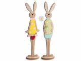 Cumpara ieftin Set 2 figurine Iepurasi Paste lemn multicolor cm 15,5 x 8,5 x 60 H