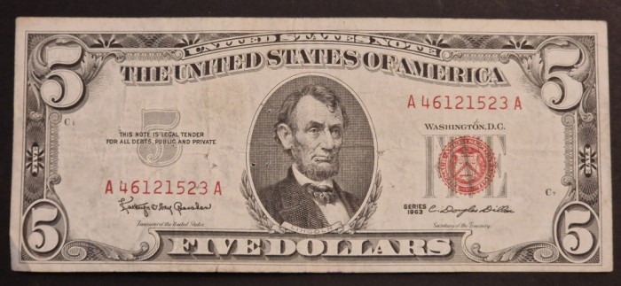 America 5 Dolari 1963 seria A46121523A