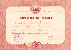 HST P2/730 Diplomă de merit 1949 Liceul de fete rom&amp;acirc;n Satu Mare RPR foto
