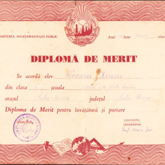 HST P2/730 Diplomă de merit 1949 Liceul de fete român Satu Mare RPR