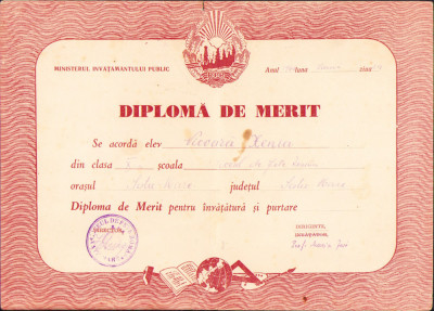 HST P2/730 Diplomă de merit 1949 Liceul de fete rom&amp;acirc;n Satu Mare RPR foto