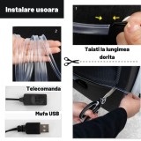RGB LED лента за кола, USB връзка с кабелно дистанционно управление, 2 метра, Oem