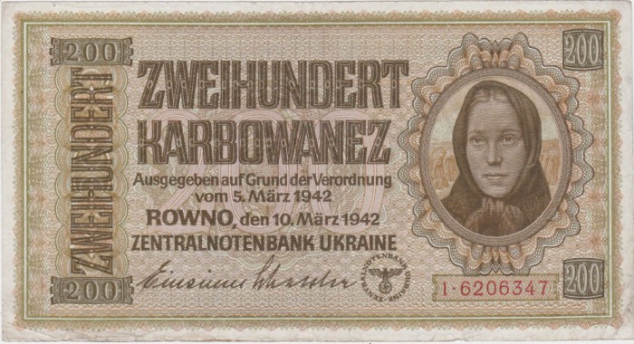 UCRAINA 200 KARBOWANEZ 1942 VF