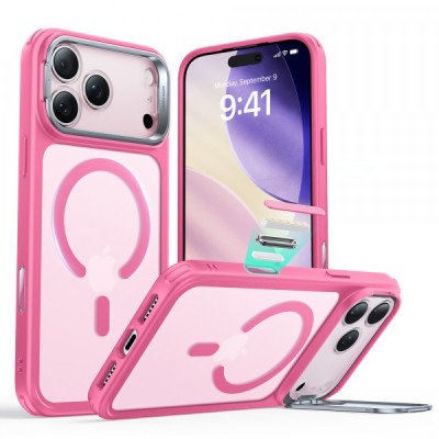 Husa MagSafe pentru Apple iPhone 17 Pro, ESR, Classic Hybrid Kickstand, Roz Satinata foto