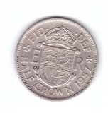 Moneda Anglia 1/2 / half crown 1957, stare buna, curata