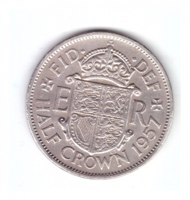 Moneda Anglia 1/2 / half crown 1957, stare buna, curata foto