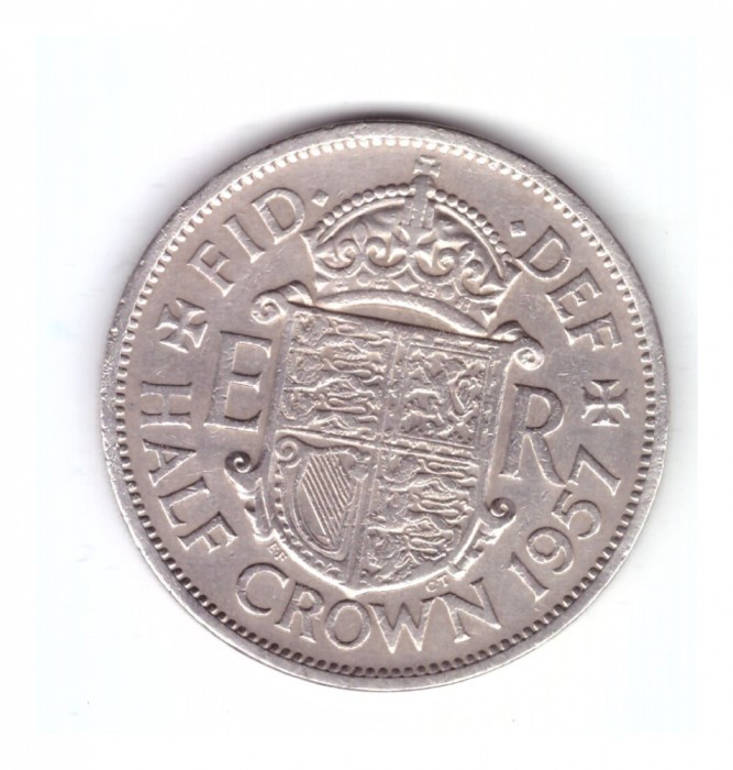 Moneda Anglia 1/2 / half crown 1957, stare buna, curata