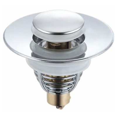 Dop pentru chiuveta, universal, inox, deschidere cu click, diametru exterior 62 mm, argintiu foto