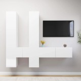 Set dulapuri TV, 6 piese, alb, lemn prelucrat