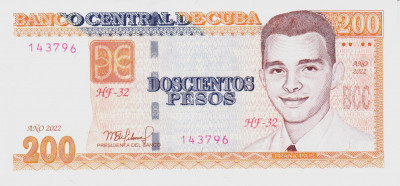 Bancnota Cuba 200 Pesos 2022 - P130 UNC foto