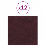 Panouri de perete, 12 buc., violet, 30x30 cm, țesătură, 1,08 m&sup2;