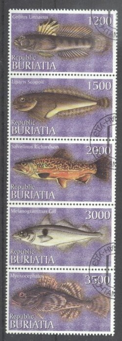 Buriatia 1997 Fishes, strip, used T.138
