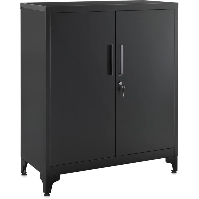 SONGMICS Dulap birou metalic cu 2 usi si sistem de inchidere, multifunctional cu rafturi reglabile, 40x80x90 cm, negru Household NewTrend