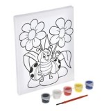 Set de Pictura pe Panza cu Buburuza, 15x20 cm, 5 Culori Acrilice si Pensula, CMCLASS