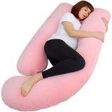 Perna Gravide si Alaptare 3 in 1, Multifunctionala, Sustinere pentru Burta, Spate, Solduri, Picioare, Bebelus, Relaxare, Husa detasabila, Roz - Pink