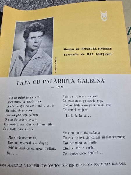Partitura, Fata cu palariuta galbena - Emanuel Ionescu, Dan Ghitescu