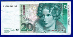 (7) BANCNOTA GERMANIA - 20 MARK 1993 (1 OCTOMBIRIE 1993), PRE-EURO foto