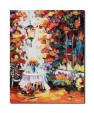 Cumpara ieftin Tablou pictat manual, &Icirc;n grădină la masa noastră - 50x40cm ulei pe panza in cutit efect 3D
