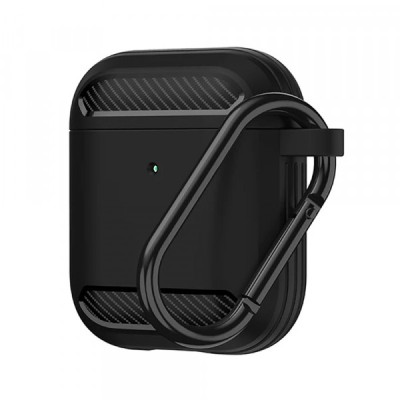 Husa Techsuit Carbon pentru Apple AirPods Gen 2 / Gen 1, Neagra foto