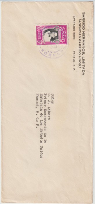 Panama 1958 , Plic Circulat catre ambasada Statelor Unite