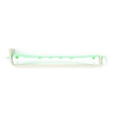 Set 12 bucati bigudiuri profesionale din plastic cu elastic pentru permanent culoare Verde &amp; Alb 80 mm x grosime 6 mm