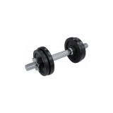 Gantera 9 kg, set 4 discuri, argintiu/negru, din otel, 35x16x16cm, DHS