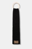 UGG eșarfă din amestec de l&acirc;nă CHUNKY culoarea negru, cu imprimeu, 102787