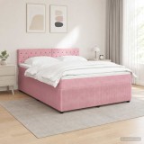 Cumpara ieftin Pat boxspring cu saltea cu headboard Roz 160 x 200 cm Catifea