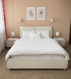 Pat Convers 160x200 cm Tapitat Stofa Teddy Nuanta Alb Somiera Inclusa ( ML1612- UF998-01) + 2 noptiere