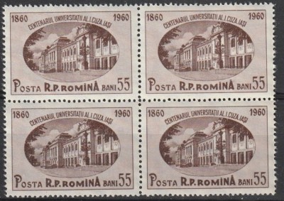 Romania MNH 1959 - Centenarul Universitatii A.I. Cuza Iasi - LP 486 X4 foto