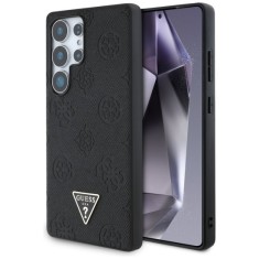 Husa pentru Samsung Galaxy S25 Ultra - Guess Peony Grained Hot Stamp Triangle Logo MagSafe (GUHMS25LPGBTMK) - Black