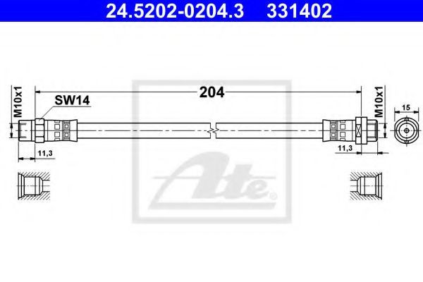Conducta / cablu frana BMW Seria 3 (E36) (1990 - 1998) ATE 24.5202-0204.3