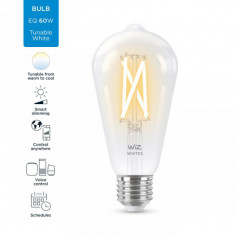 Bec LED inteligent WiZ Connected Filament ClearST64, Wi-Fi, E27, 6.7W (60W),