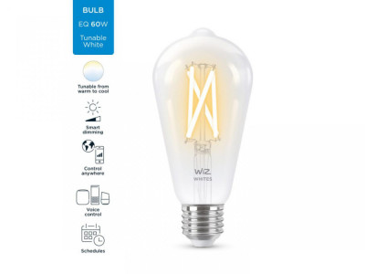Bec LED inteligent WiZ Connected Filament ClearST64, Wi-Fi, E27, 6.7W (60W), foto