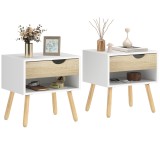 HOMCOM Noptiere Moderne cu Sertar și Raft, Design Modern și Funcțional, Ideal pentru Cameră de Dormit, Albastru | Aosom Romania