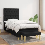VidaXL Pat box spring cu saltea, negru, 80x200 cm, textil