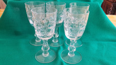 SET 5 PAHARE ALBE CRISTAL BOHEMIA, FOARTE VECHI, VINTAGE, PIESE COLECTIE foto